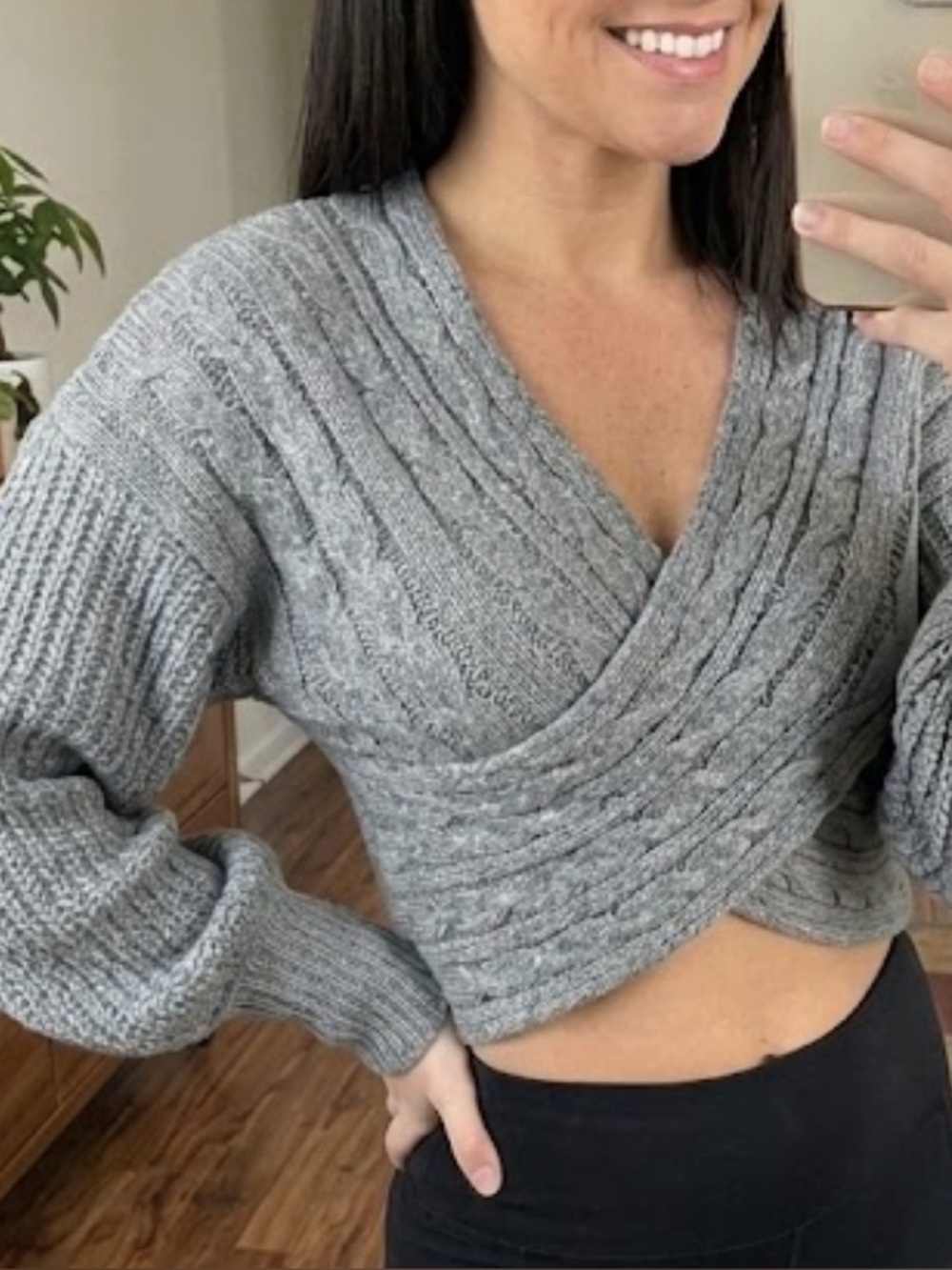 Fashion Nova Warmest Occasion Wrap Sweater Gray Knit
